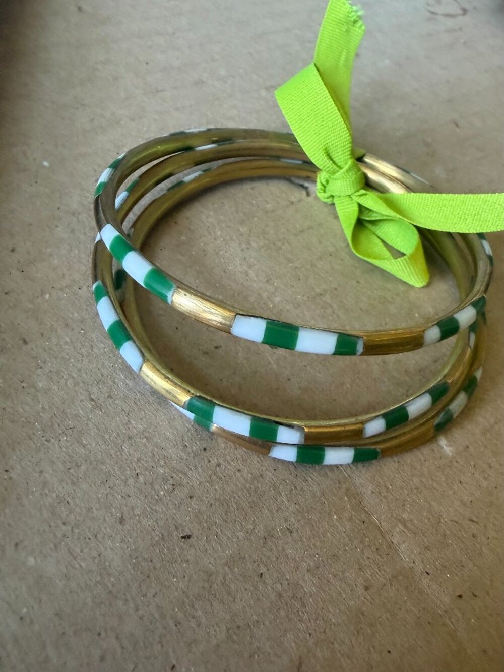 Green and Gold Bracelet Stack